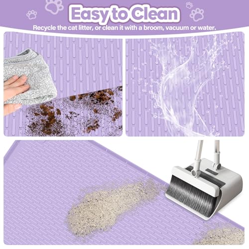 Tapis de litière pour chat XL en silicone violet 101x71 cm