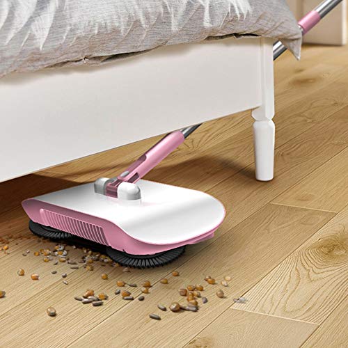 Hand Push Sweeper, Household Hand Sweeping Machine, Non Electric Sweeper Mop Broom Dustpan Floor Cleaning Tools For Cleaning Hair, Fruit Shell, Dust, Etc - Angle Changable Freely(Pink) #TOP2