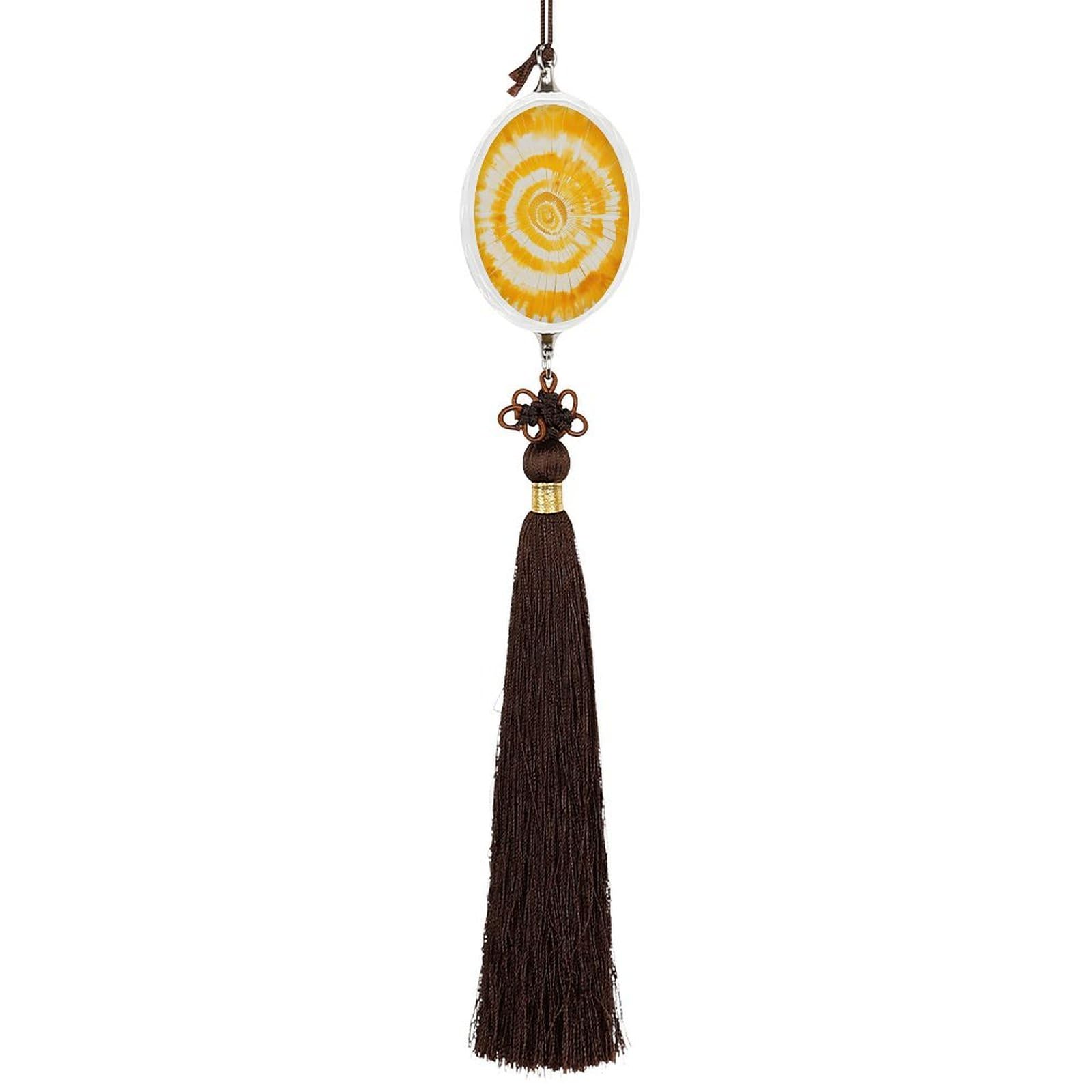 Crystal Auto Pendant Charms Ellipse Crystal Car Rear View Mirror Charms Yellow Tie-Dye Pattern Auto Hanging Interior Ornament Pendant Car Interior Accessories for Women Men CarCharms Decor