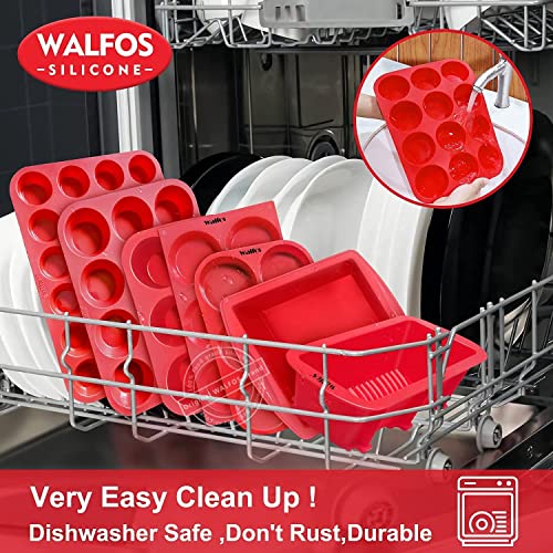 Walfos Silicone Mini Bread Baking Pan 6 Cavities Non-Stick Silicone Mini Loaf Pans 2 Pieces Food Grade Baking Mold For Bread, Cakes, Muffin, Dough, Easy Pop Out And Dishwasher Safe #TOP6