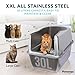 XXL Stainless Steel Litter Box with Lid 30L Capacity 16