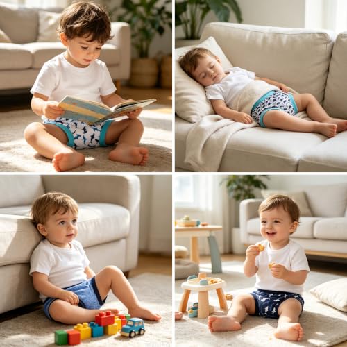 Image of BIG ELEPHANT Toddler Training Pants, Soft Cotton Absorbent Training Underwear for Baby Boys & Girls