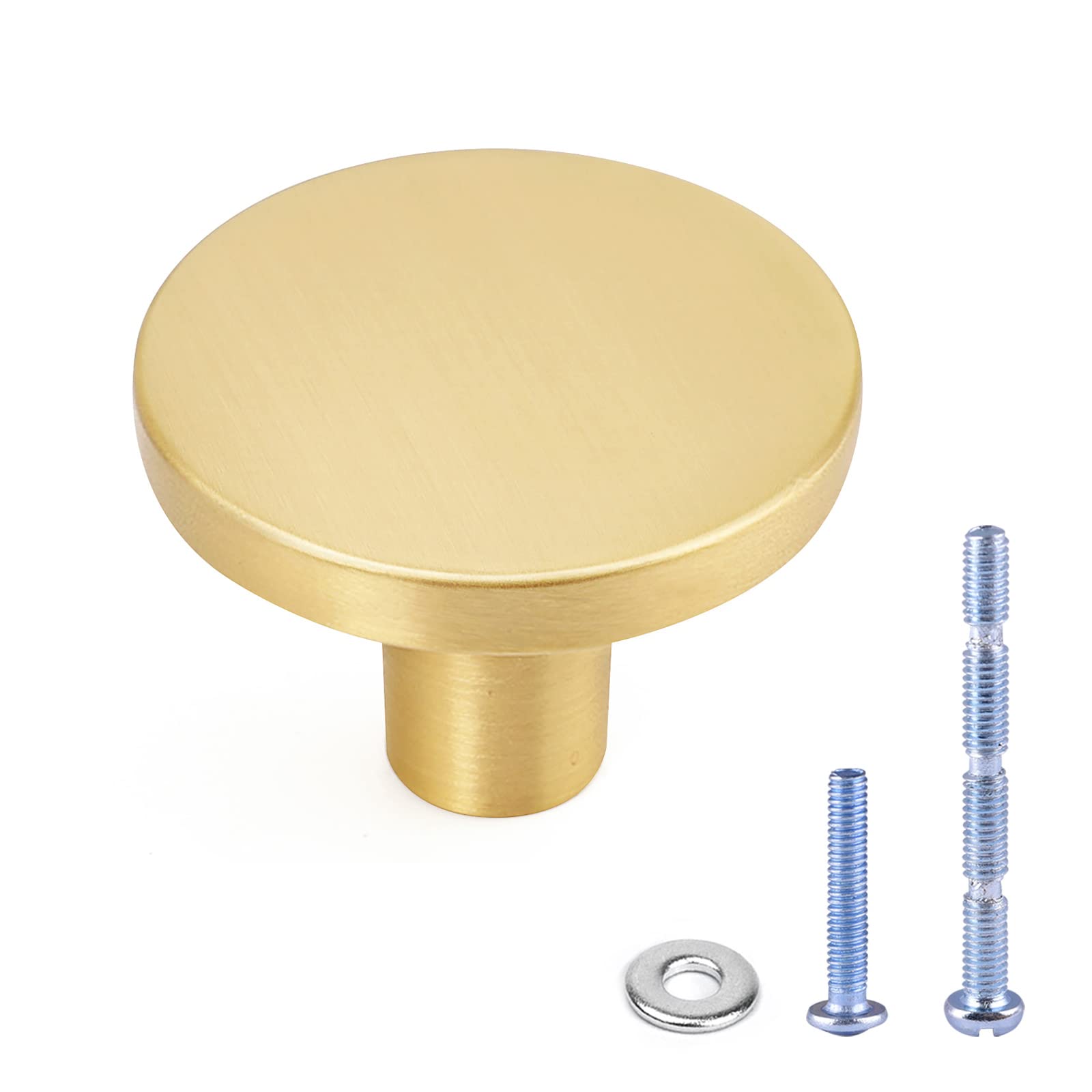 WEAVERBIRD 4PCS Brushed Gold Cabinet Knobs Round Dresser Drawer Knobs Kitchen Cabinet Handles Bedroom Drawer Pulls Wardrobe Door Knobs