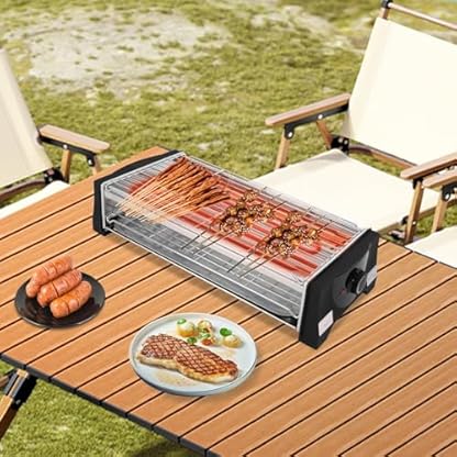 KiwiHood Elektrischer Tischgrill 2200W Elektrogrill Kompakter Tischkochgrill mit intelligenter Temperaturkontrolle für Fleisch, Gemüse und Meeresfrüchte, für Innen- und Außenbereich – Bild 7