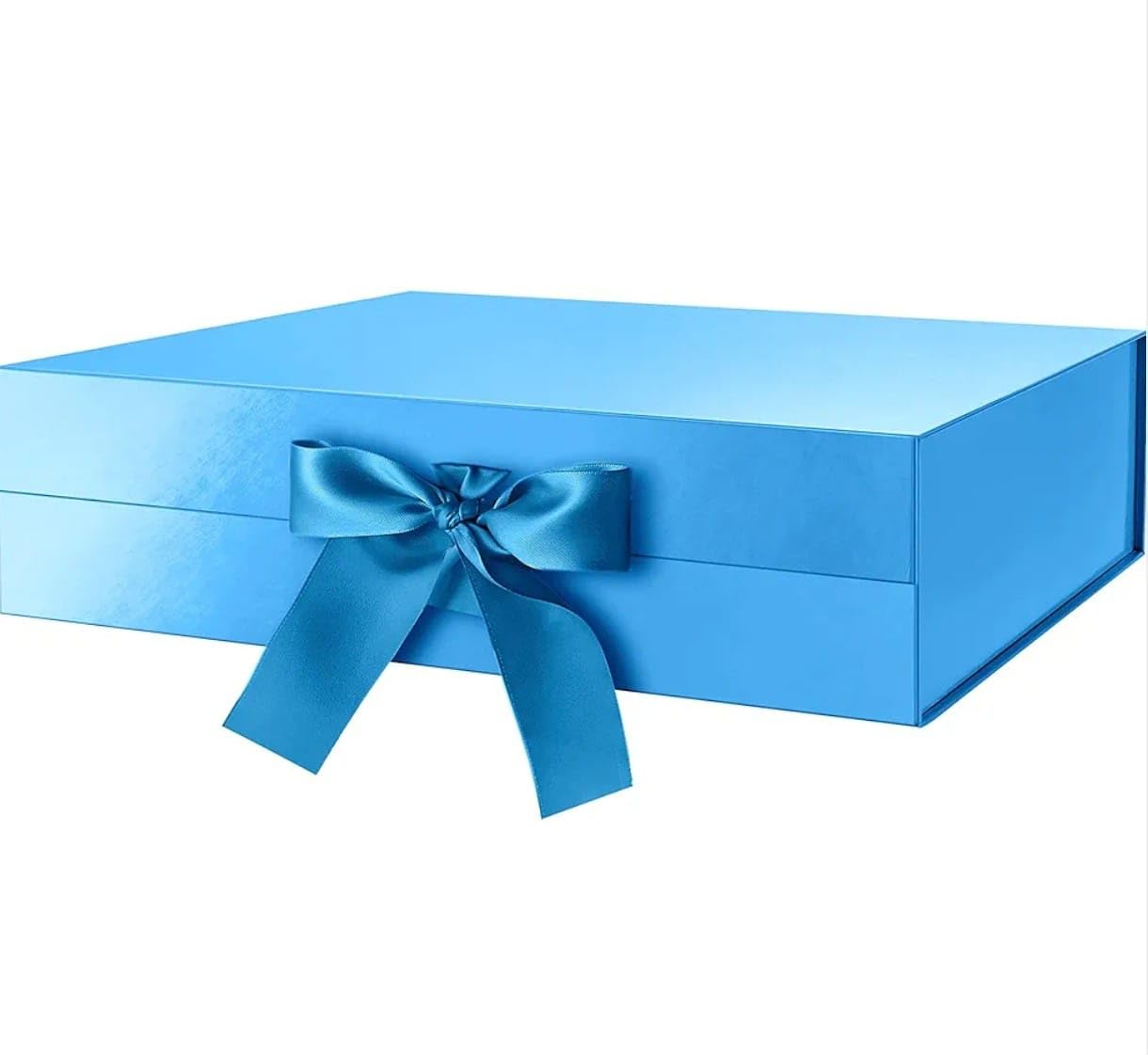 VRB Dec 1Pcs Multipurpose Gift Box Decorative Folding Paper Gift Box with Ribbon,gift box for packing,hamper boxes,gift boxes for Return Gifting,Storage,Engagement (1 Pcs Sky Blue Rigid Box)