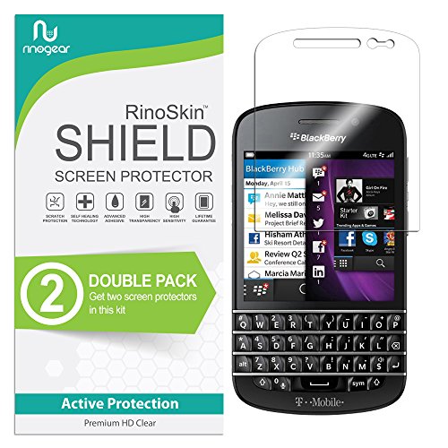 (2-Pack) RinoGear BlackBerry Q10 Screen Protector Screen Protector Case Friendly Accessories Flexible Full Coverage Clear TPU Film