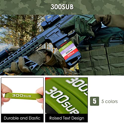 Aolamegs Raised Text 300 Blackout Subsonic Magazine Marking Bands 6 Pack,Magazine Marker Bands For Caliber And Magazine Identification (Green-White) #TOP1