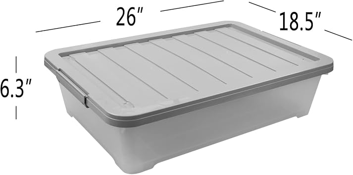 Teyyvn 3-Pack Clear Plastic Under Bed Storage Boxes, 40 Quart