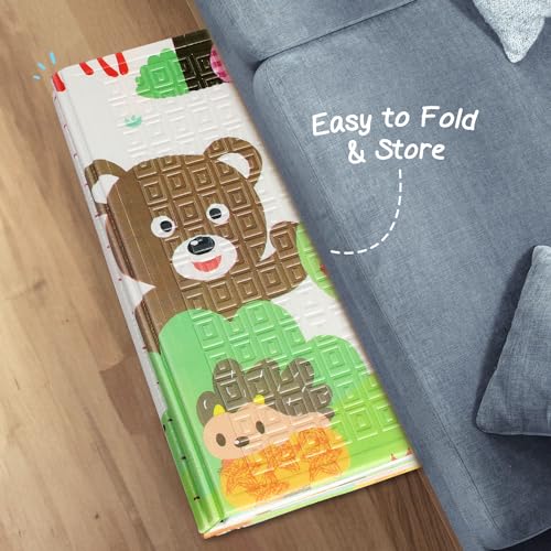 Image of Intelliskills Premium Extra Large Reversible Play Mat for Babies,Learning&Crawling Foldable Baby Mat for Floor,Non-Toxic&Anti-Skid Play Mat,Waterproof,6.5x4.5 ft,0.6cm Thick(Jungle Animals&Ocean Life)