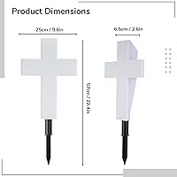 Vista 5 de yeesport Luz de cruz alimentada por energía solar, decoración de cementerio para tumba, cruz de cementerio para tumba, luz LED blanca, luz de estaca