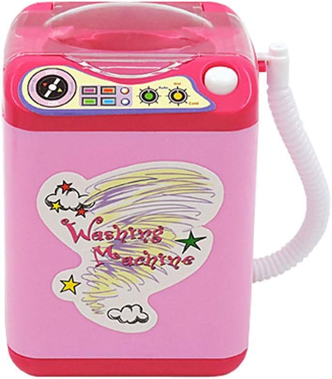Yaoyodd19 Mini Makeup Brush Cleaner Automatic Cleaning Washing Machine Pretend Play Toy Pink