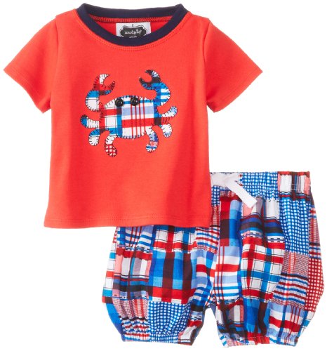 Mud Pie Baby-Boys Newborn Crab Plaid Diaper Cover Set, Multi, 6-9 Months