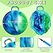 Lewtemi Hopper Ball for Adults, 31Inch Bouncing Ball Hippity with Handle Rubber Hop, Jumping Hopping Exercise with Air Pump for Outdoors Sports Exercise (Blue Green Cloud)