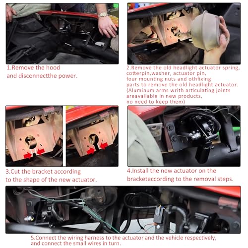 Predep Front Electric Headlight Motor Conversion Kit Compatible with 1968-1982 Chevrolet Corvette C3 Replace 914015