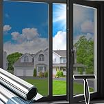 Sevenpers One Way Window Film Privacy, Reflective Self Adhesive UV Sun Blocker, Anti Glare Heat Control Mirror Film for Glass Windows, Home and Office, Silver, 30x200cm