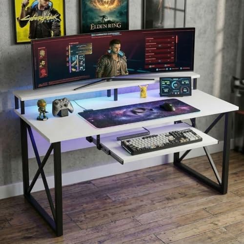 Image of FFO StarX Computer Table for Home Pc | Office Table for Home | Keyboard Tray & Moniter Riser, Laptop Table, Worktable, Study Table, Workstation | Wood, Metal, (150 Cm x 60 Cm) - DIY