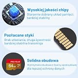 Karta Micro SD 64GB, Zestaw 2 Kart Pamięci (Wraz z Adapterem UHS-I C10 A1), Przeznaczona do Telefonów Komórkowych, Kamer, Konsoli Switch, Tabletów, Aparatów Cyfrowych i Rejestratorów Samochodowych