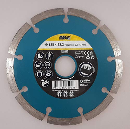 De Diamante Ø125 mm azulejos piedra acero hormigón handwerker Calidad segm entiert, diámetro: 125 mm Cover