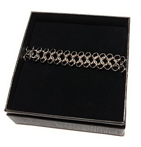 Collare catena ad anelli intrecciati colore rodio