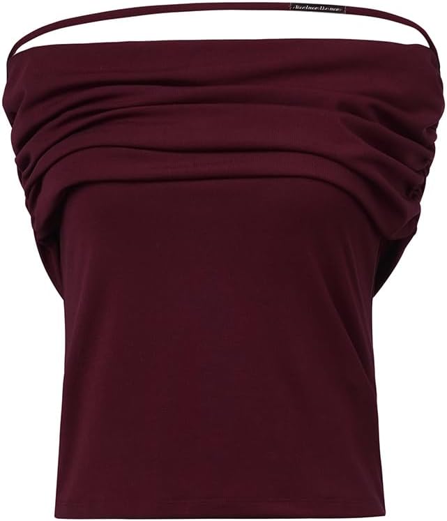 GOELIA Women's Asymmetric Off Shoulder Knit Top Summer Tencel Stretch Short Sleeve Fitted Tee Shirts Casual Going Out Tops