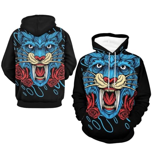 Sweat à Capuche Fleur De Léopard Bleue idéal en ville