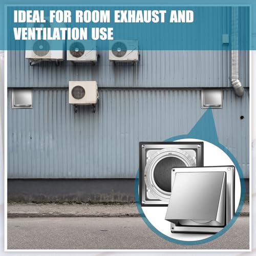 Image of Gisafai 4 Inch Dryer Vent Cover Outdoor with Fine Mesh Stainless Steel Screen Silver Wall Dryer Exhaust Vent Cover External Cap Cushioned Non Return Flap with Sealing Gasket Grille, Bird /Insect Proof