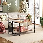 WLIVE Coffee Table, 31.3" and 18.7" Small Coffee Tables for Living Room, Modern Center Table and Side Table Set with Storage Side Pouch for Bedroom, Apartment, Rustic Brown - Image 2