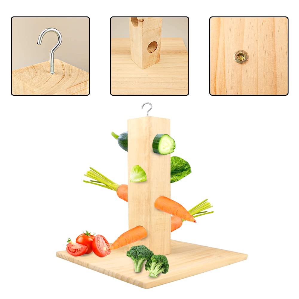 Comedero para Conejo, Animales Pequeños Comedero de Madera, Alimentador de Heno para Conejo, Conejillo Dispensador de Alimentos, con Placa de Suelo de Madera, para Cobayas, Hámsters, Conejos