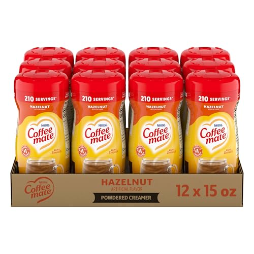 Nestle Coffee mate Coffee Creamer, Hazelnut, Non Dairy Powder Creamer, 15 oz Canister (Pack of 12)