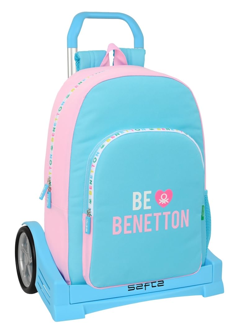 Safta BENETTON UNIQUE - Mochila Escolar, con Carro Evolution Incluido, Ideal para Niños de Diferentes Edades, Cómoda y Versátil, Calidad y Resistencia