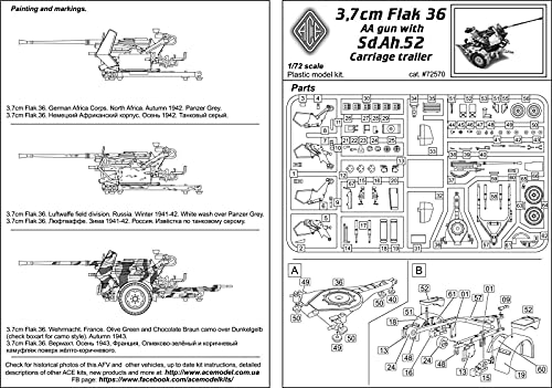 ACE 72570-1/72 – 3,7cm Flak 36 AA Gun con remolque Sd.Ah.52 miniatura 6