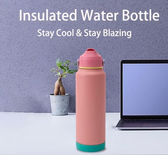 32 oz Modern Insulated Water Bottle with Handle, Flip-Top Straw Lid, Stainless Steel, Vacuum Double-Walled Leak-Proof BPA-Free Tumbler Mug, Fits Cup Holder for Travel Sports Office,Pink - Image 5