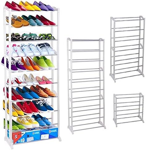 CINUE Adjustable 4/7/10 Tier Shoe Rack Tower 30 Pairs Space Saving Shoe Storage Organizer Free Standing Shelf [US Stock]