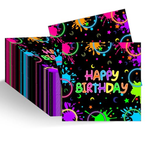 Oruza 40 Stück Neon Geburtstag Servietten 001