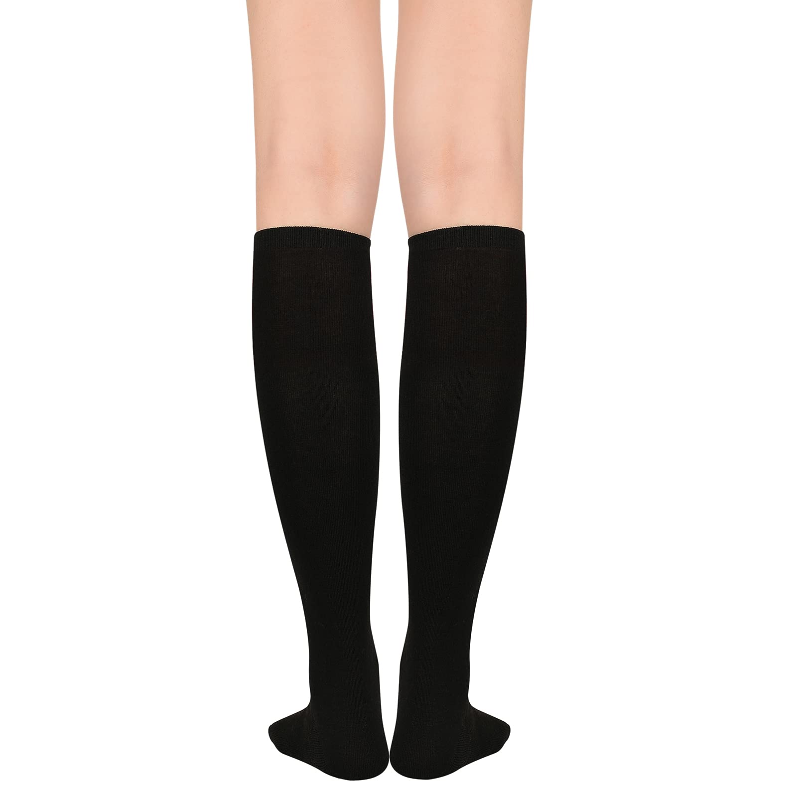 Calcetines altos hasta la rodilla para mujer, calcetines largos atléticos delgados de muslo alto, calcetines deportivos al aire libre, calcetines de tubo casuales, Paquete de 3 Negro, Talla única