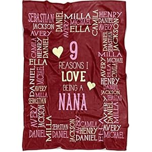 Personalized Grandma Blanket Throw. Reasons I Love Being a Grandpa Grandma Papa Mommy Nana. Customized Blanket for Grandparent with All Names in for Birthday (Burgundy, Fleece) Personalized Grandma Blanket Throw Reasons I Love Being a Grandpa Grandma Papa Mommy Nana Customized Blanket for Grandparent with All Names in for Birthday Burgundy Fleece