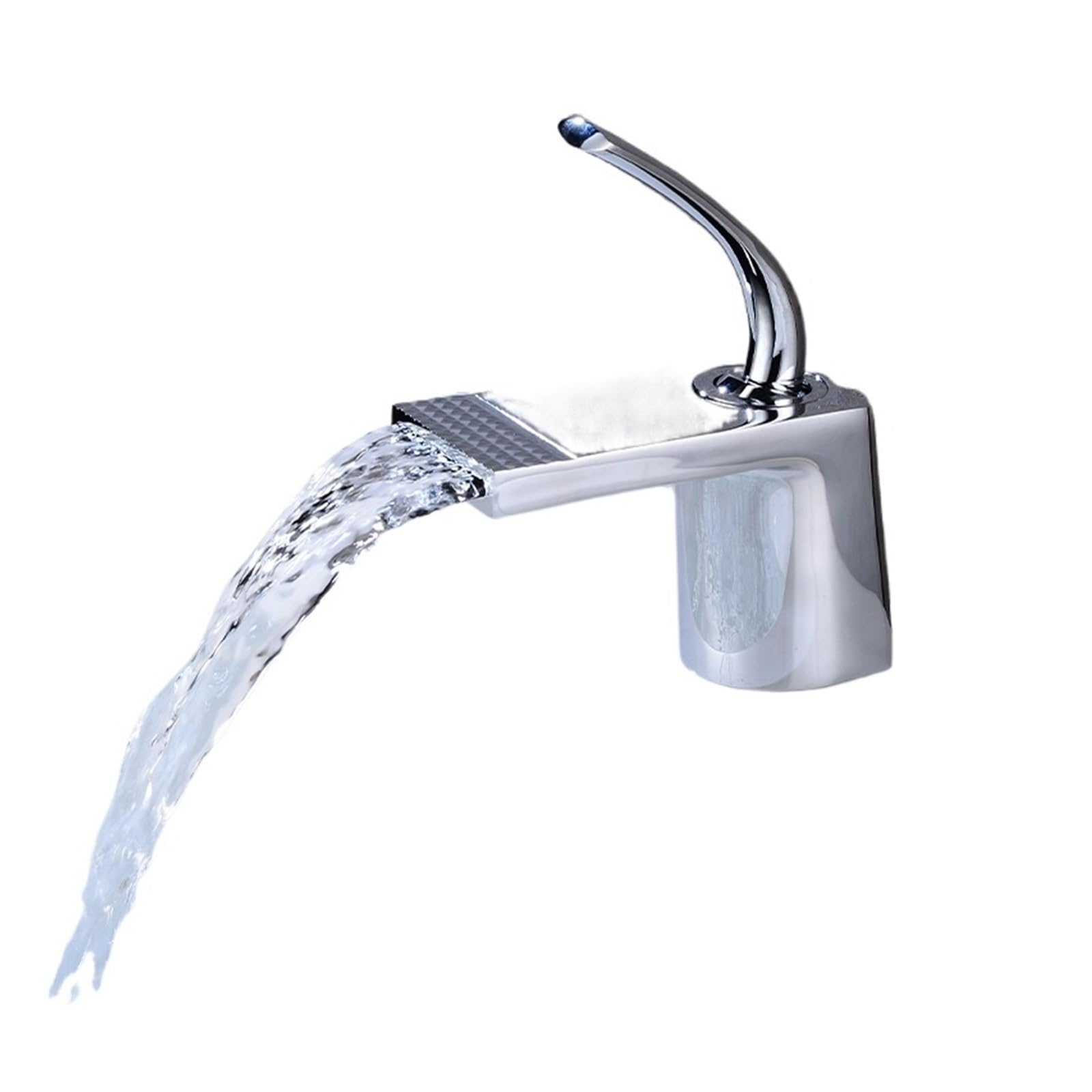 CVFRDD Brass Waterfall Basin Sink Faucet, Black Gold Faucets Bath Faucet, Hot Cold Water Mixer Vanity Tap Deck Mounted Washbasin Taps(Chrome)