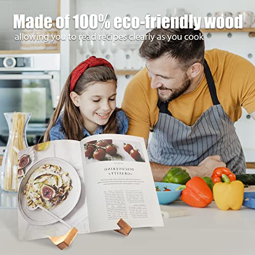 Solid Wood Cookbook Stand - Farmhouse Kitchen Decor Cookbook Holder, Book Holders For Reading Hands Free Recipe Display Stand, For Recipe Book Tablet Fancy Plate Kitchen Counter #TOP6