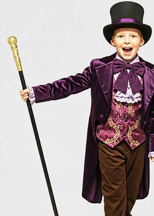 Struts Kids Willy Wonka Style Gold Top Cane Fancy Dress Prop