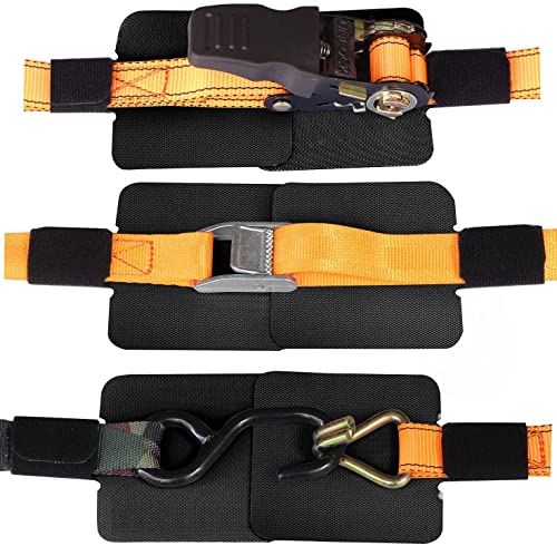 Protectores de arañazos para maletero y bicicleta, para evitar arañazos en la pintura del coche de ganchos de metal, trinquetes, hebillas de amarre, correas de caravana, paquete de 6, color negro