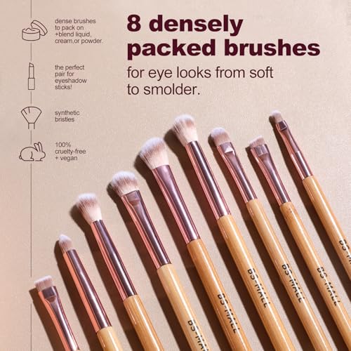 Image of BS-MALL 14 Pcs Makeup Brushes Set with 1 Pcs Makeup Sponge - Essential Foundation Powder Concealers, Eye Shadows, Blush Makeup Brushes with Travel Makeup Case (Bamboo)