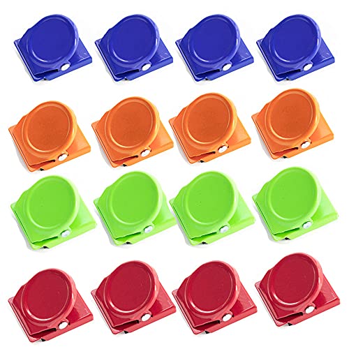 16PCS Clip de Metal Magnético, Clips Magnéticos para Nevera, Clips Magnéticos, Clip de Imanes para Notas, Clips de Metal Magnéticos de Colores, para Nevera, Nota Magnética, Oficina, Escuela Cover
