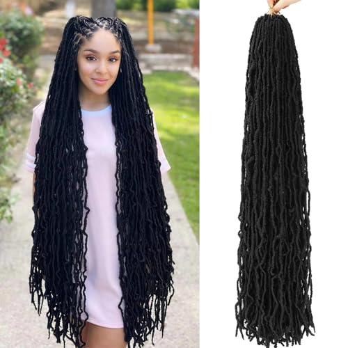36 Inch Soft Locs Crochet Hair 8 Packs Pre Looped Faux Locs Crochet Braids Goddess Locs Hair For Black Women(36Inch 8pcs,1B)