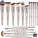 BESTOPE PRO Premium Synthetic Contour Concealers Foundation Powder Eye Shadows Makeup Brushes with Champagne Gold Conical Handle, 20 Count