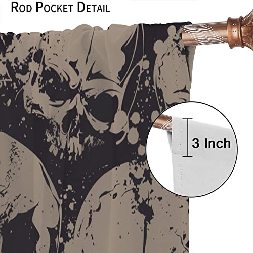 Skulls Blackout Curtains Halloween Skull Skeleton All Saints Day Decor Home Bedroom Living Room Darkening Window Drapes 2 Panel Set, 42X45 Inch #TOP5