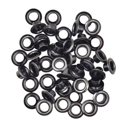 homeemoh 100pcs Round Metal Eyelets, 5mm Hole Self Backing Eyelets Grommet Kit for Leather Crafting, Clothes, Shoes, Bags, Scrapbooking Hole Punch