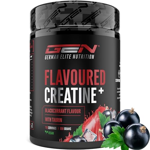 Flavoured Creatine Pulver - 550g - Creatin Monohydrat + L-Taurin - Mikronisiertes Kreatin mit Geschmack - Ohne Zucker & Top Löslichkeit - Vegan (Blackcurrant)
