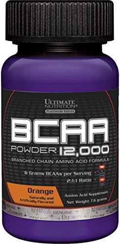 Ultimate Nutrition BCAA saborizada de 12,000 mg de aminoácidos de cadena ramificada en polvo, naranja, porción individual