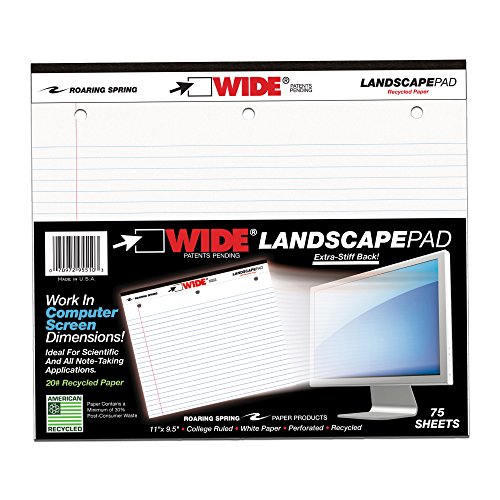 Roaring Spring Wide College Ruled Landscape Legal Pad, 11