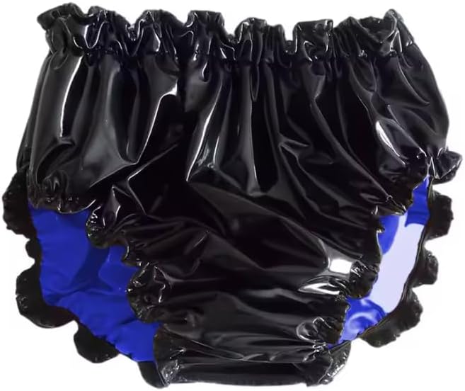 PVC Leather Panties Women Double Layer Splicing Briefs Night Club Underwear Stage Perform Customizable